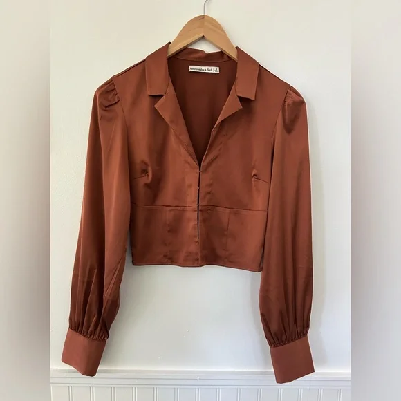 Abercrombie & Fitch Satin Terra Cotta Blouse - Picture 1 of 4